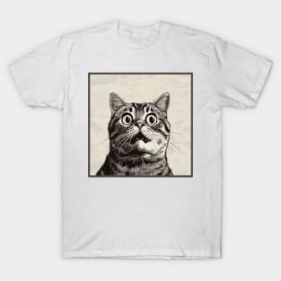 Shocked Cat Cartoon Vintage Cartoon Cat Crazy T-Shirt